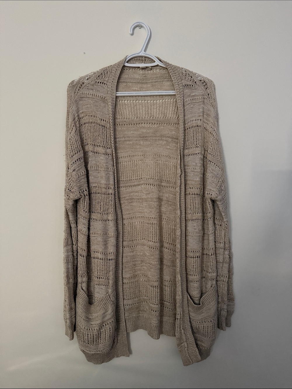 Garage Open-Front Knit Cardigan in Taupe